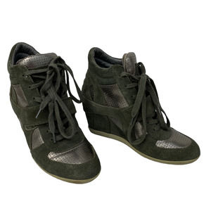 Limited by Ash Bowie Military Piombo Womens Suede Lace Up Wedge Sneakers Size 38